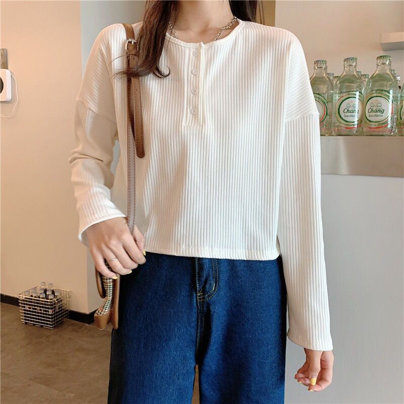 Áo Thun Dài Tay Dáng Rộng Màu Trơn Phong Cách Mới Cho Nữ JL-TX-432