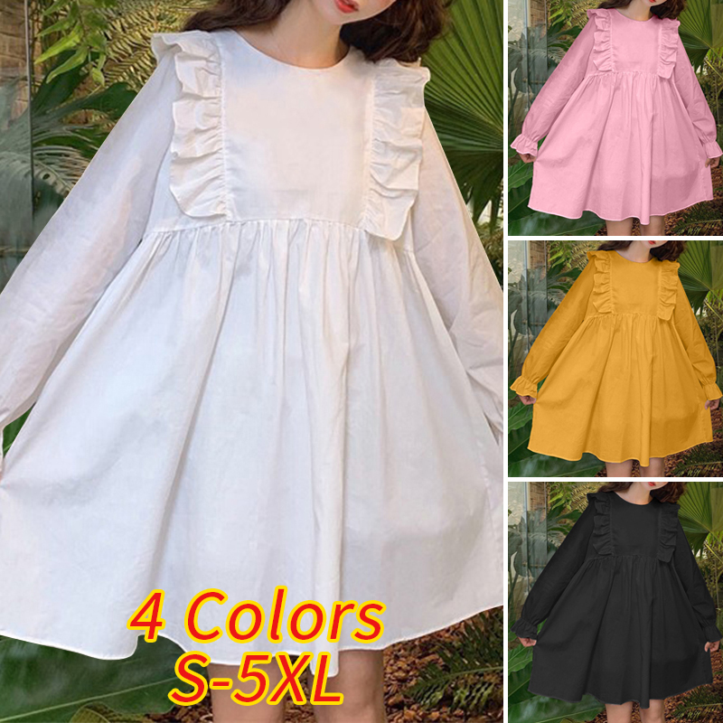 VONDA Đầm Nữ Tay Dài Nhún Bèo Phong Cách Hàn Quốc | BigBuy360 - bigbuy360.vn