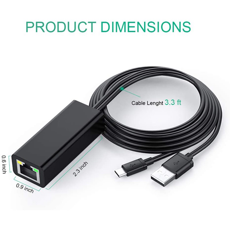 Dây Cáp Mạng ethernet Chuyển Đổi Cổng micro-usb Sang rj45 Thế Hệ 2 Đen