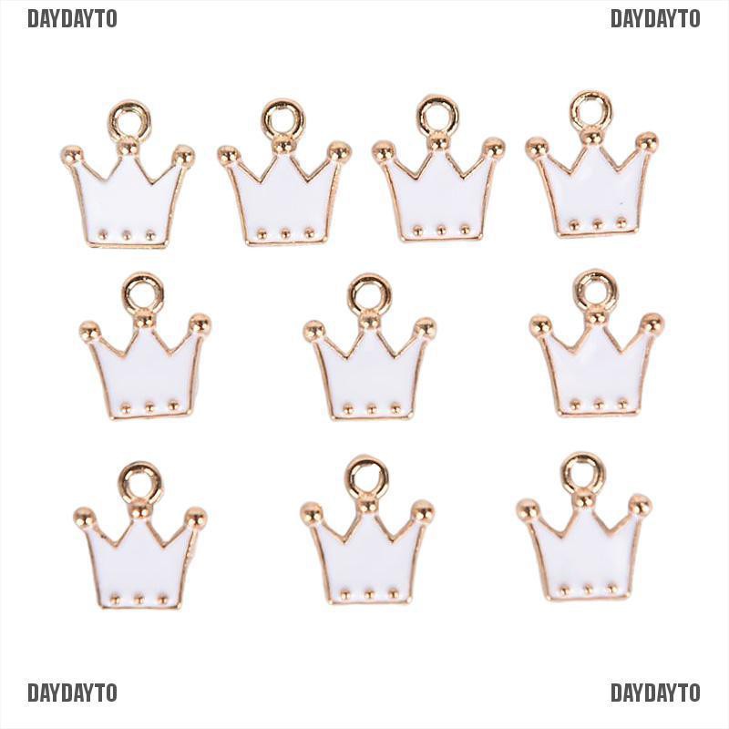 Bộ 10 Mặt Dây Chuyền Hình Vương Miện Tráng Men DIY