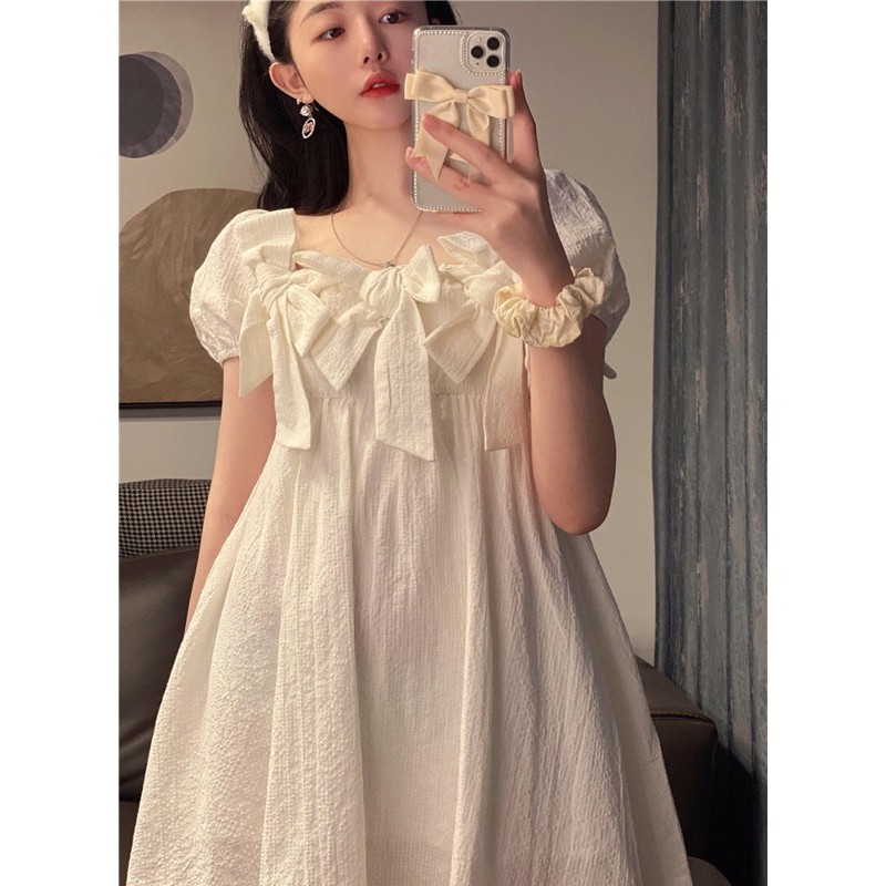 [ Taobao #0308 ] váy công chúa tay ngắn có nơ