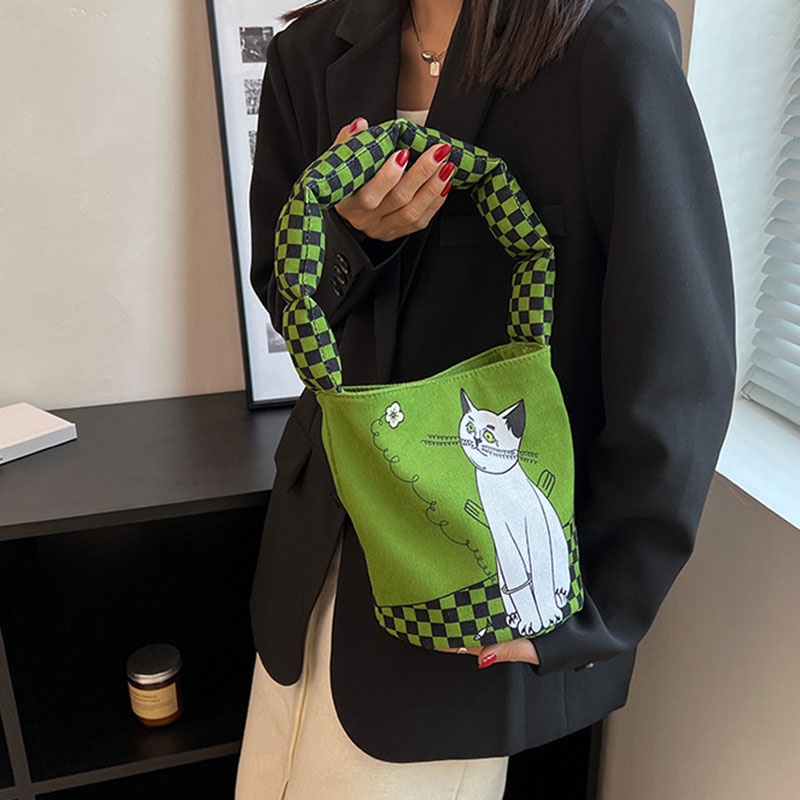 IELGY Túi Đeo Vai Bằng Vải canvas Thiết Kế niche Dành Cho Nữ