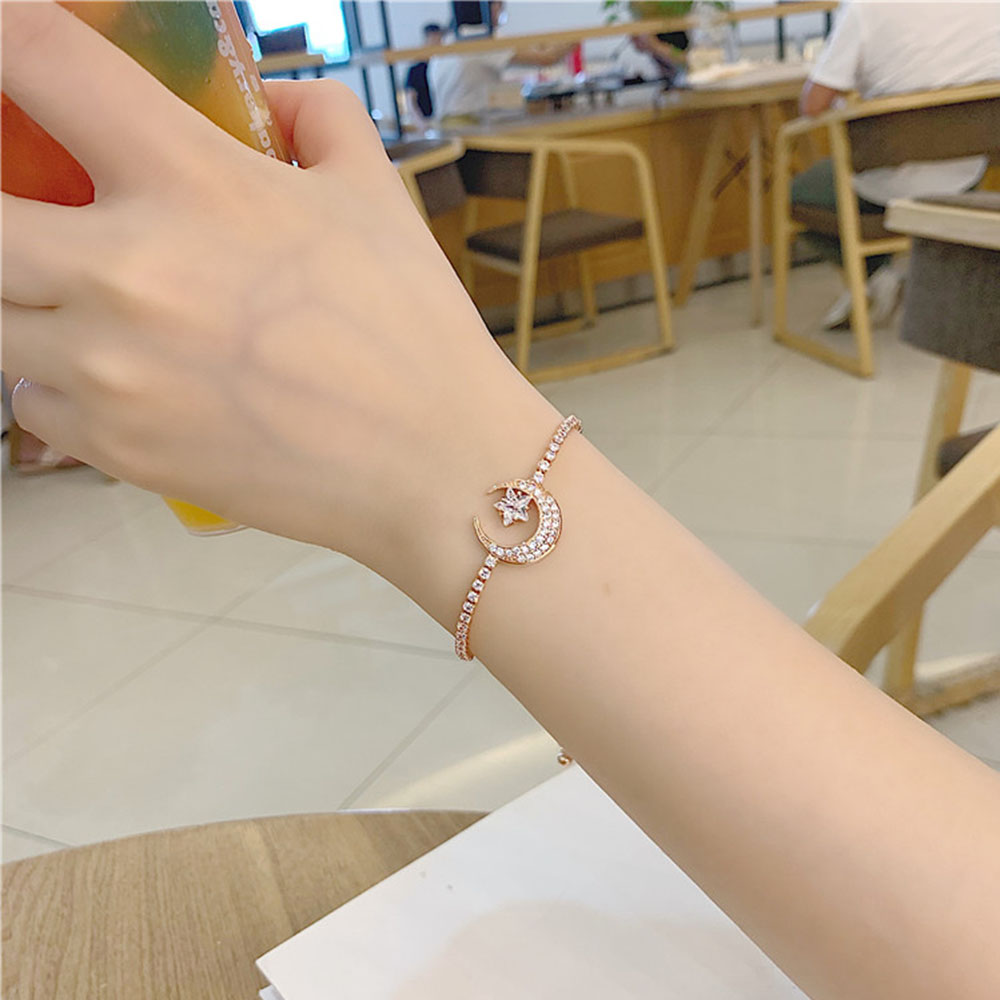 Vòng Tay Kim Loại Mặt Hình Ngôi Sao/ Mặt Trăng Cho Nữ