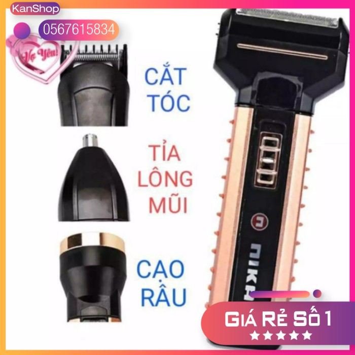 Tông đơ cắt tóc, cạo râu, tỉa lông mũi Cao Cấp NIKAI NK-1087 3IN1