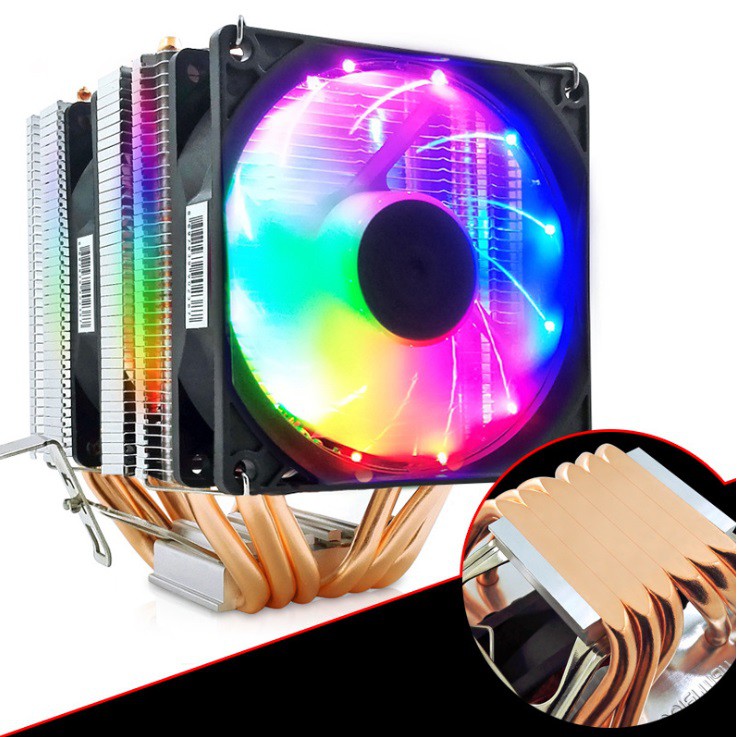 Quạt Tản Nhiệt CPU Snowman M-X6 Led RGB Tích Hợp 6 Ống Đồng Làm Mát Led Tĩnh 7 Màu