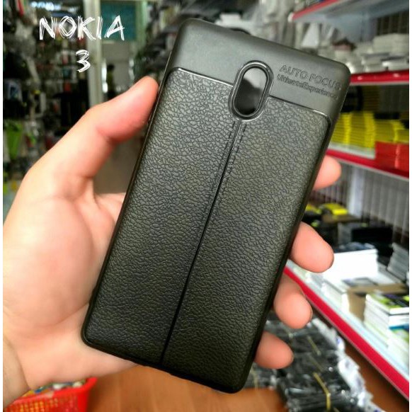 Ốp lưng silicon vân da, chống sốc Auto Focus Nokia 3