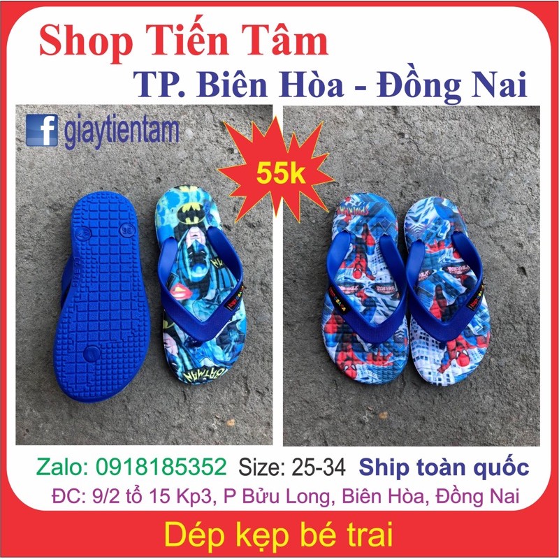 Dép kẹp hình siêu nhân cho bé trai size 25 đến 34, mang bền loại tốt.