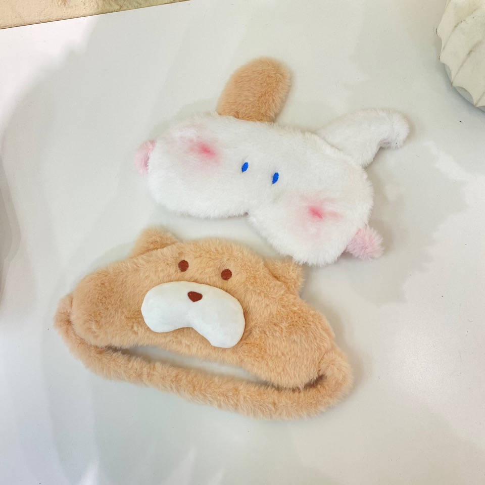 Miếng Bịt Mắt Ngủ Bằng Lông Nhung Hình Tai Thỏ Dễ Thương Cho Nữ
