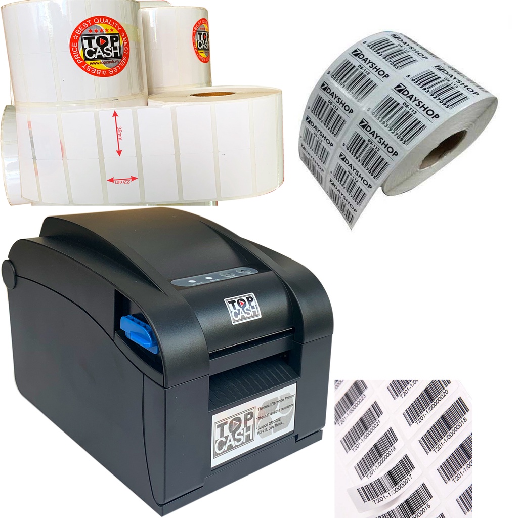 Giấy in mã vạch, in tem nhãn Topcash kích thước 35mm x 22mm dùng để in mã vạch dán lên sản phẩm - Hàng chính hãng