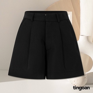 TINGOAN® HCM - Quần short cạp cao chiết ly eo đen tingoan JOCIE SHORT/BL