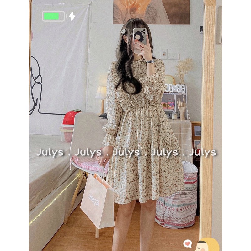 Váy bèo vai hoa nhí 2 màu (ảnh thật shop chụp kèm video cận) | BigBuy360 - bigbuy360.vn