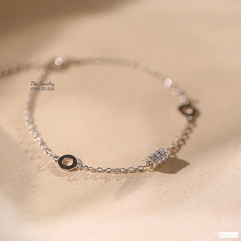 Lắc tay bạc nữ TLEE hình khối nạm đá bạc 925 cao cấp TleeJewelry LT0142