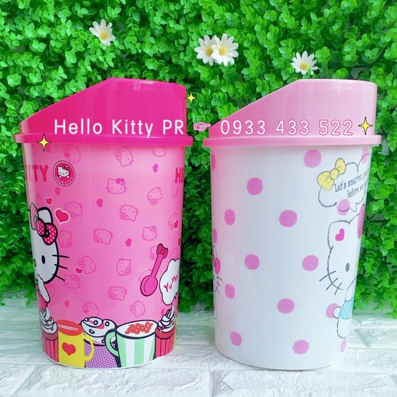 Thùng rác nắp lật Hello Kitty