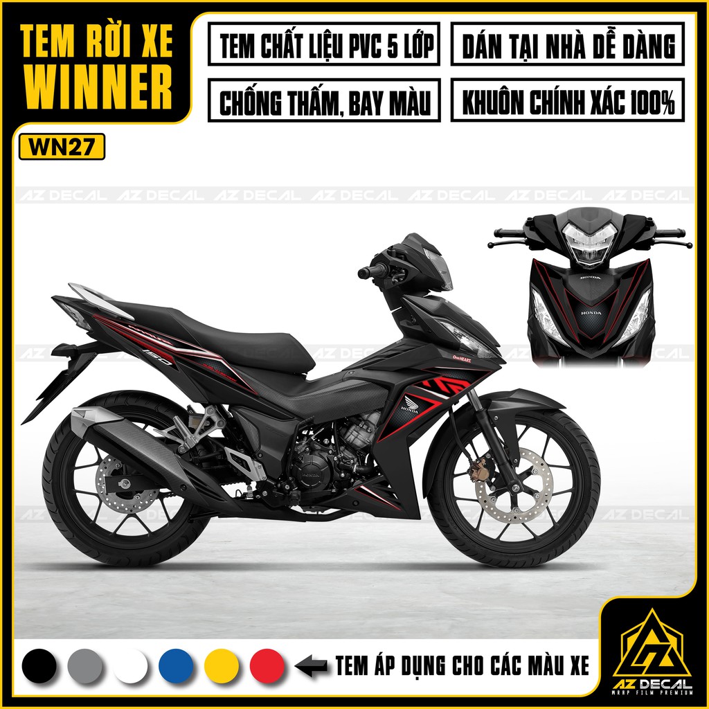 Tem Xe Winner 150 Mẫu Supra |WN27| Tem Rời Winner PVC 5 Lớp