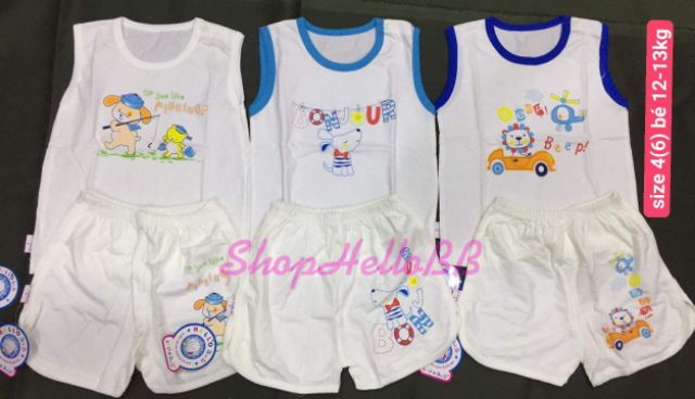 Đủ Size 1-10 bé trai 6-29kg QUẦN SHORT VIỀN TRẮNG HELLO B&amp;B - Hello BB hình in ngẫu nhiên tùy theo size