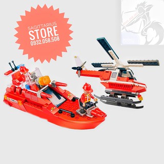 Lego cogo 3607 lắp ráp máy bay & tàu cứu hỏa