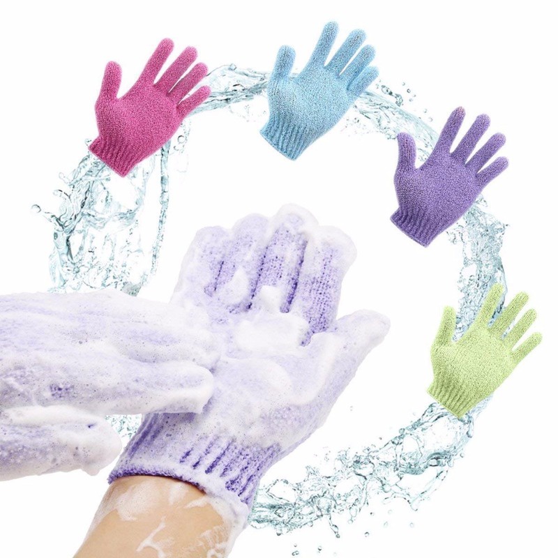 Găng tay tắm tẩy tế bào chết- Găng tay tẩy tế bào chết bằng vải nylon chống trượt dưỡng ẩm cho da khi tắm, Ebi Cosmetics