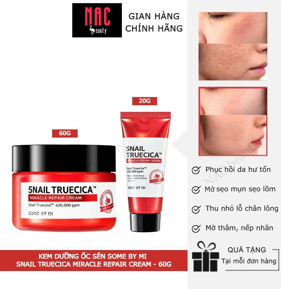 Kem dưỡng ốc sên Some By Mi Snail Truecica Miracle Repair Cream 60g