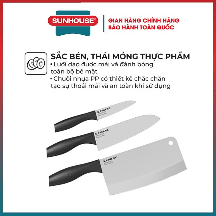 Bộ dao bếp cao cấp Sunhouse lưỡi dao siêu bền làm từ thép không gỉ SUS420