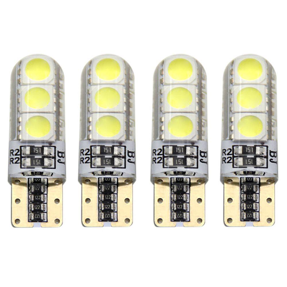 Set 4 Đèn Led COB 5050 6SMD Ánh Sáng Trắng Siêu Sáng Gắn Biển Số Xe Hơi