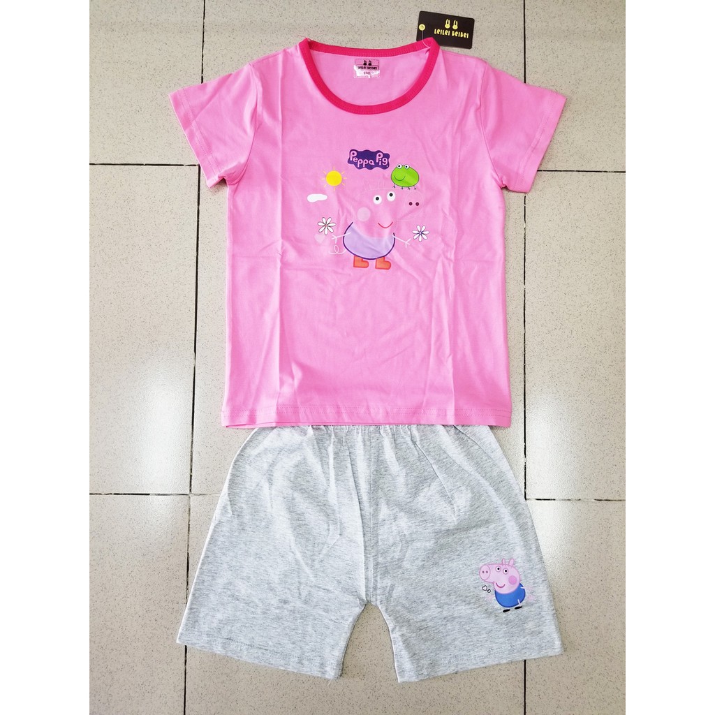 Bộ thun cotton lạnh bé gái in heo peppa pig size đại