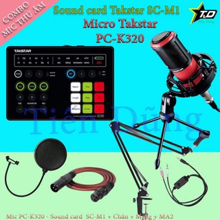 Bộ mic thu âm Takstar PC - K320 sound card SC M1 có autu-tune đi dây livestream MA2 chân đế màng lọc ♥️♥️