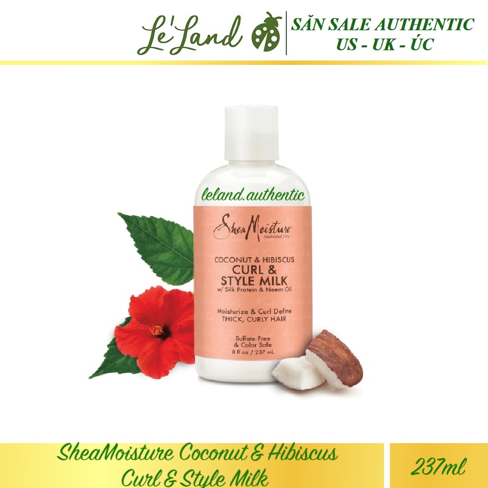 Bill US - Sữa dưỡng giữ nếp tóc uốn Shea Moisture SheaMoisture Coconut &amp; Hibiscus Curl &amp; Style Milk 236ml