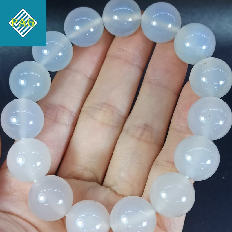 Vòng Tay Đá Mã Não Trắng Tự Nhiên Full Size - Tặng Kèm Hộp Đựng