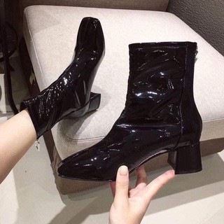 giày boot da bóng nữ cổ cao