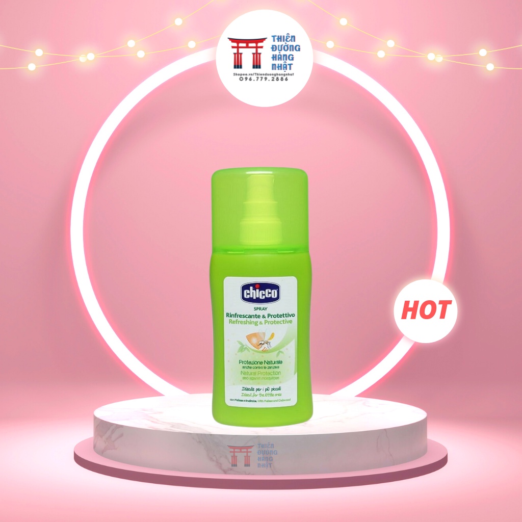 Xịt đa năng xua muỗi Chicco 100ml, thành phần an toàn không chứa DEET cho bé từ 2M+