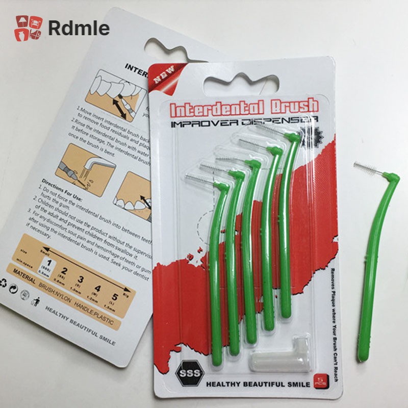 Set 5 bàn chải kẽ răng 0.5mm chăm sóc răng miệng cho người lớn