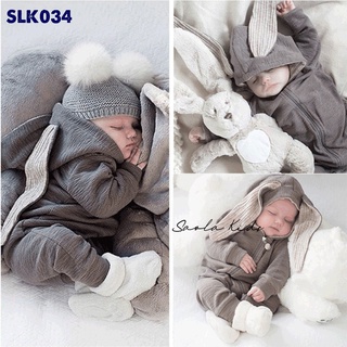 Bộ liền thân phối tai thỏ đáng yêu cho bé trai, bé gái nhà Saola Kids - SLK034