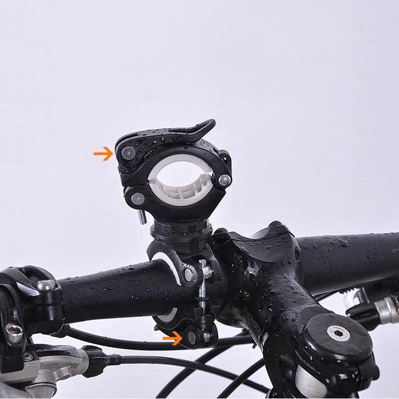 Giá Đỡ Đèn Pin LED Hai Đầu Xoay 360 Độ Màu Trắng Và Đen Cho Xe Đạp