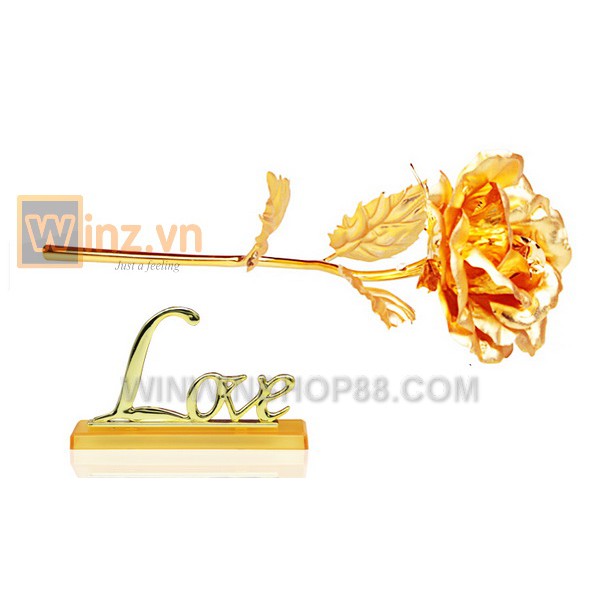 Hoa hồng mạ vàng 24K có đế bông màu vàng ASAM