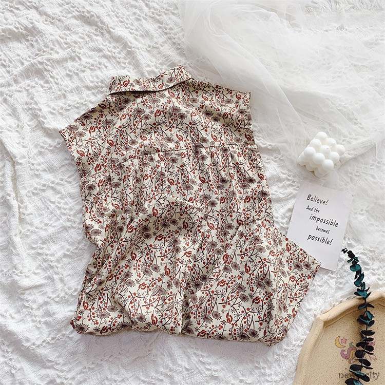 Áo liền quần không tay hoạ tiết hoa phong cách Hàn Quốc dành cho bé