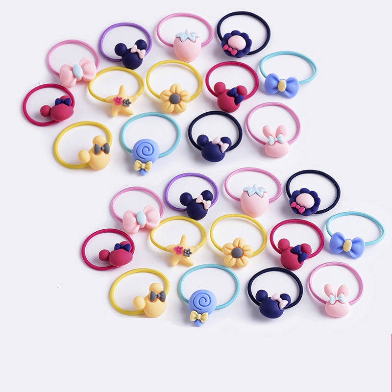 Dây Buộc Tóc Cao Su Co Giãn Tốt Không Đau Họa Tiết Hoa Nhỏ Dễ Thương Cho Bé Gái