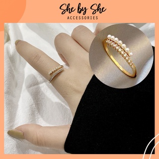 Nhẫn nữ mạ vàng đính đá tùy chỉnh kích cỡ cực xinh (3 ảnh thật ở cuối) - N3