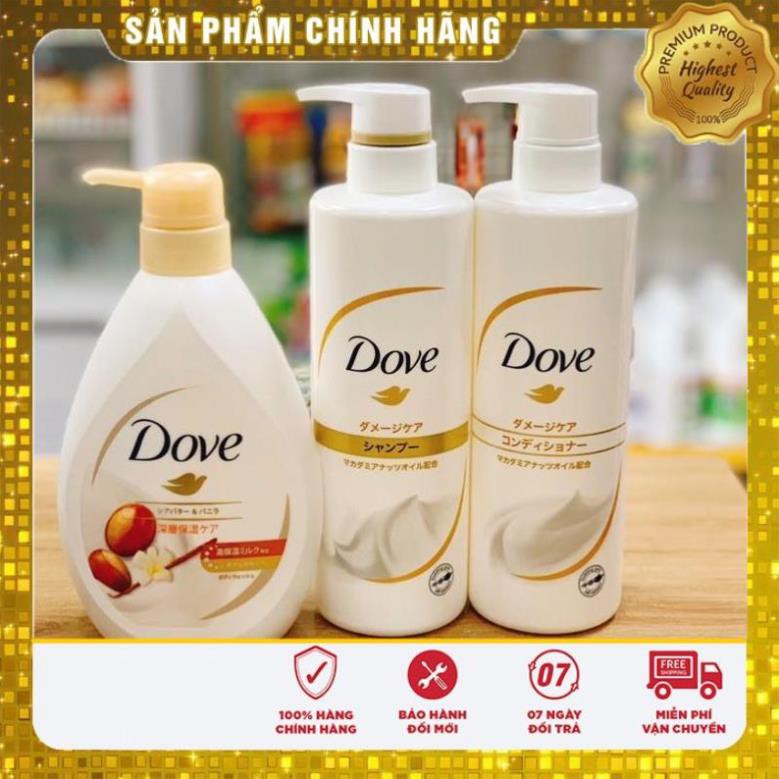 FREESHIP-Hang Auth Set 3 dầu gội -xả-sữa tắm Dove nội địa Nhật