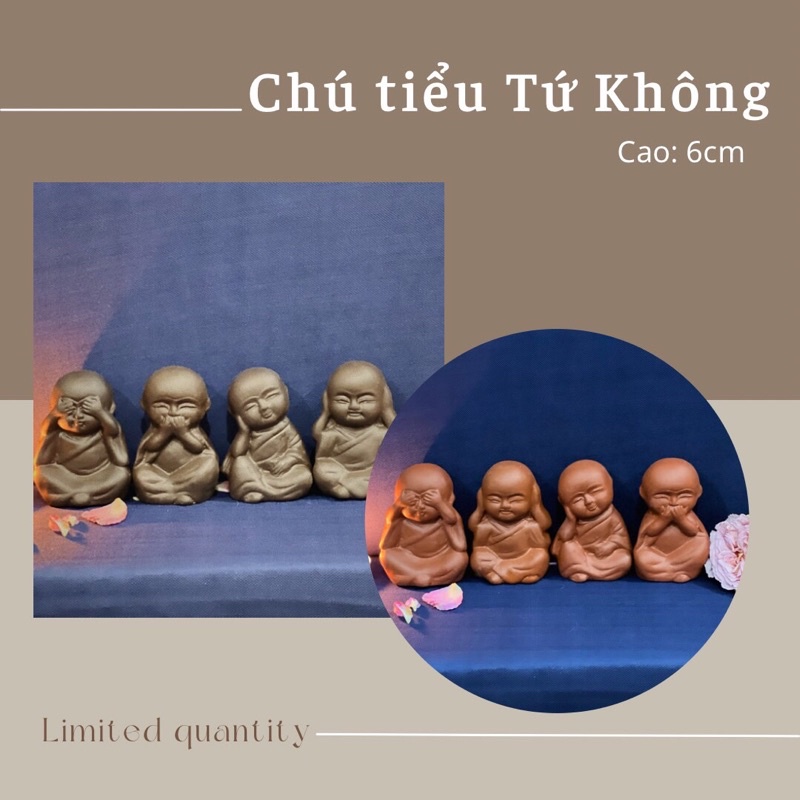 Tượng sứ chú tiểu, tứ không gốm Bát Trang decor trang trí cực xinh