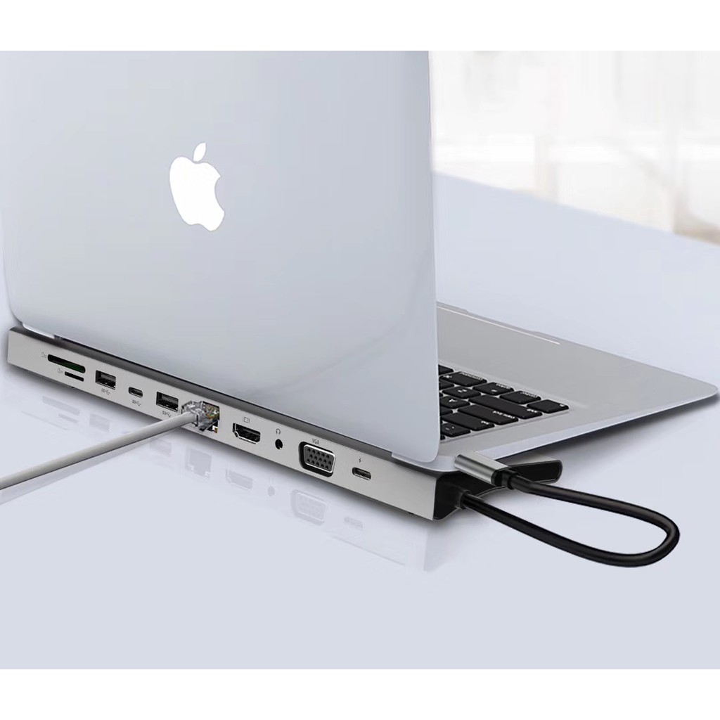 Hub USB C ra 11 cổng dùng cho Macbook Pro, Macbook Air kiêm đế tản nhiệt nhôm cao cấp