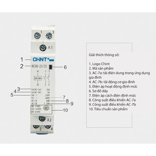 Khởi động từ 1 pha hiệu CHINT NCH8 25A/40A/60A-220V