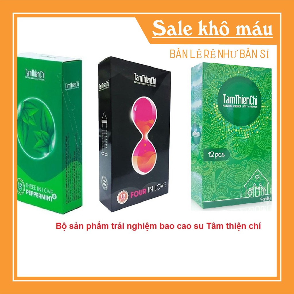 Bộ sản phẩm Trải nghiệm bao cao su Tâm thiện chí: 3 hộp bao cao su tâm thiện chí 36 cái +Tặng kèm 1 vòng đeo DV