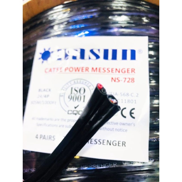 Dây mạng Nasun NS-728 8 lõi liền nguồn, có gia cường