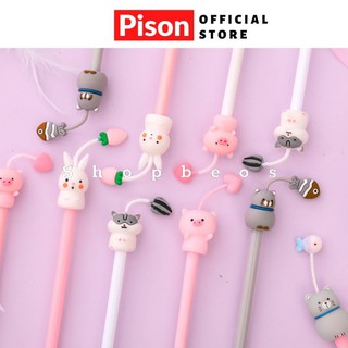 Bút bi nước mực gel hình Tự luyến thả thính Pison, mực đen ngòi kim 0.38mm - SP0224 - 1 cái