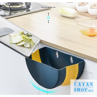 Thùng rác TRÒN đa năng gấp gọn treo kẹp tủ bếp nhựa dẻo siêu bền, chắc chắn (màu ngẫu nhiên) GD352-ThungracGG-Tron