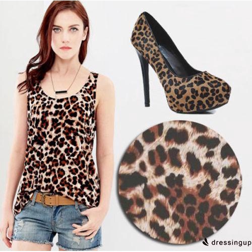 Áo thun sát nách họa tiết da báo thời trang cho nữ