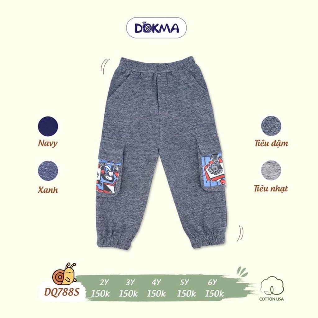 Quần dài cho bé trai thu đông chất cotton dày dặn size 2-6Y Dokma sale DQ788S Lamiha