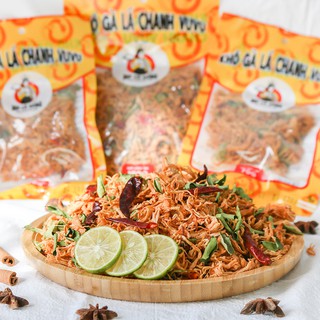 Khô gà lá chanh xé cay đồ ăn vặt Bếp Cô Hồng combo 5 gói 70g