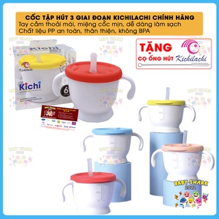 Cốc tập uống nước cho bé 3 giai đoạn Kichilachi tiện lợi có vạch chia ml