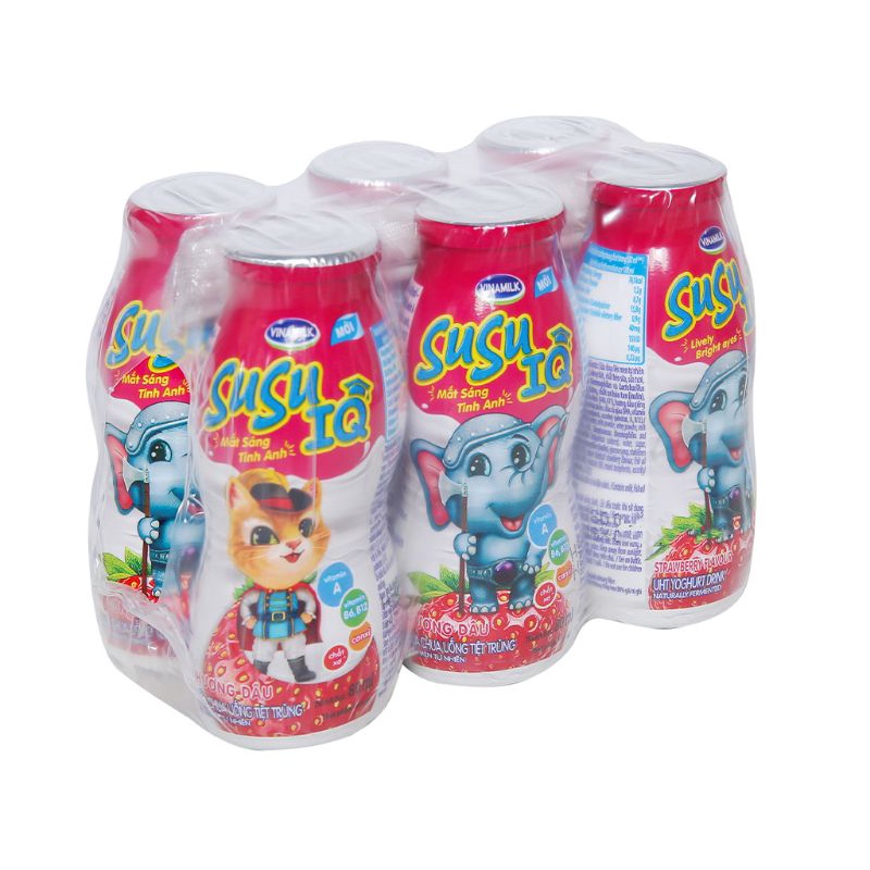 (tặng)Lốc 6 chai sữa chua uống dâu SuSu IQ 80ml